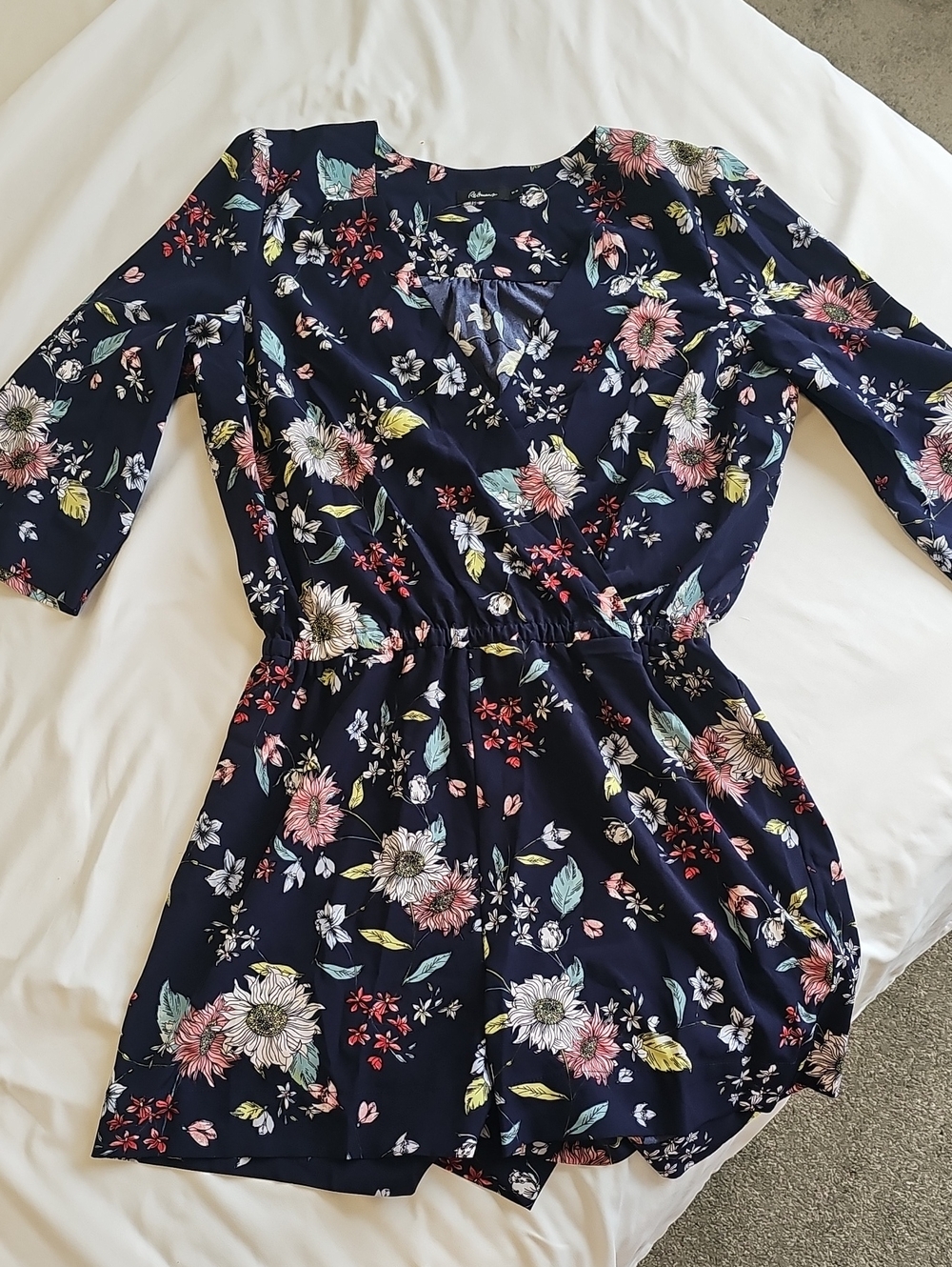 Reitmans Navy Blue Floral Romper